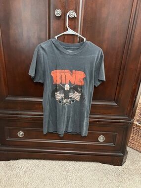 Anine Bing Black Graphic Short Sleeve Tee with Red Logo